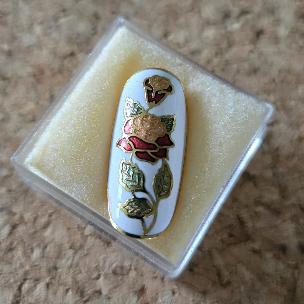 Vintage Red and Gold Floral Brooch